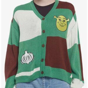 Hot Topic DreamWorks Shrek Patchwork Skimmer Girls Cardigan Size 1